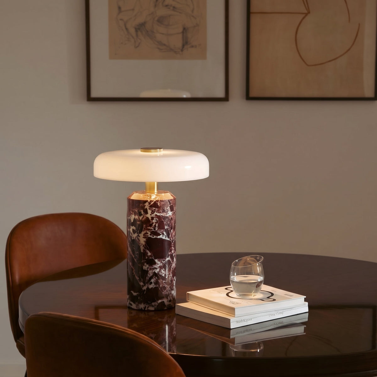 Lámpara de Mesa de Cristal y Mármol Inalámbrica