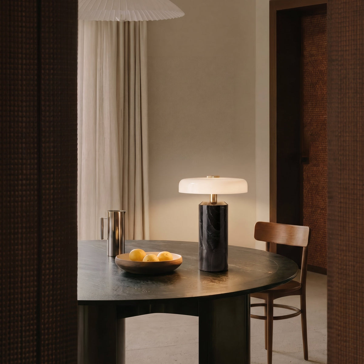 Lámpara de Mesa de Cristal y Mármol Inalámbrica